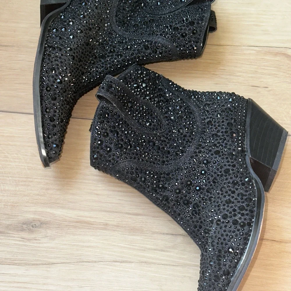 Jessica Simpson black rhinestone booties size 6 - Picture 11 of 12